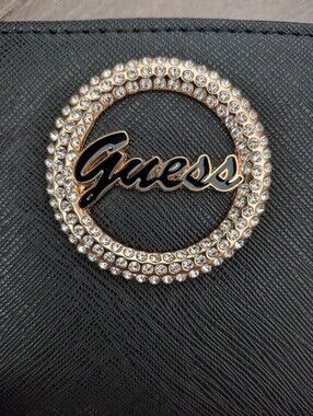 NWT Guess Gold and Black Crystal Logo Wallet